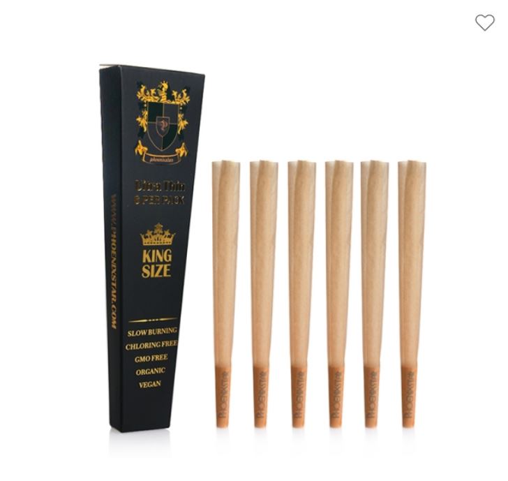 Phoenix Star Glass Pre Rolled  Cones, King Size, 6 Pieces