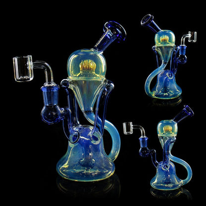 Phoenix Star Glass Recycler Silver Fumed 7 Inch with Showerhead Perc