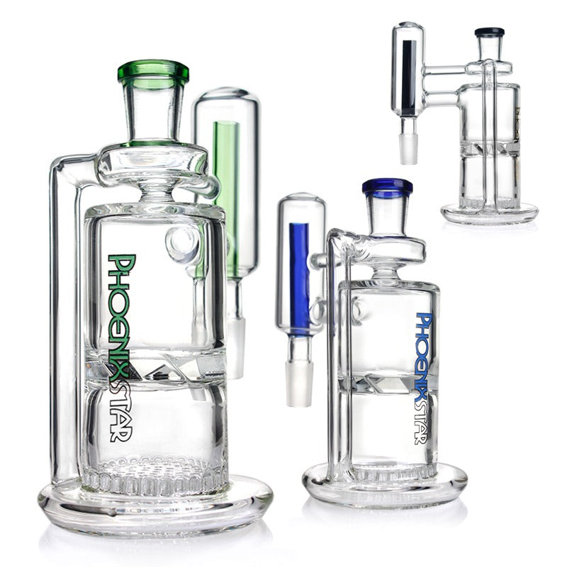 Phoenix Star Ash Catcher 14 มม. 90° พร้อม Turbine & Honeycomb Perc กรองสองชั้น แก้ว