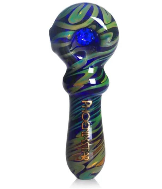 Phoenix Star Hand Pipe with 7-hole Glass Filter Screen & American Color Rod 4 Inches